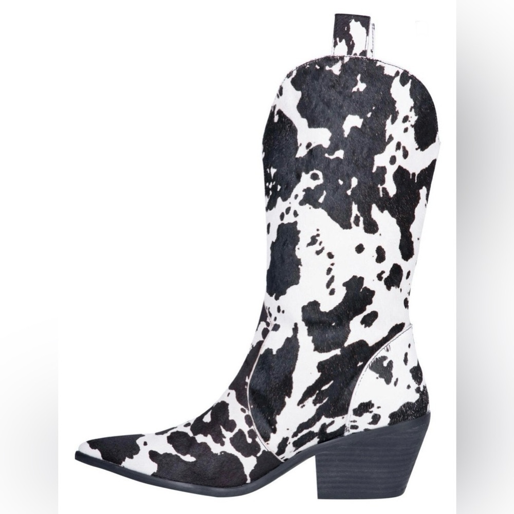 Dingo Black and White Cowhide Cowboy Boots - Picture 3 of 16